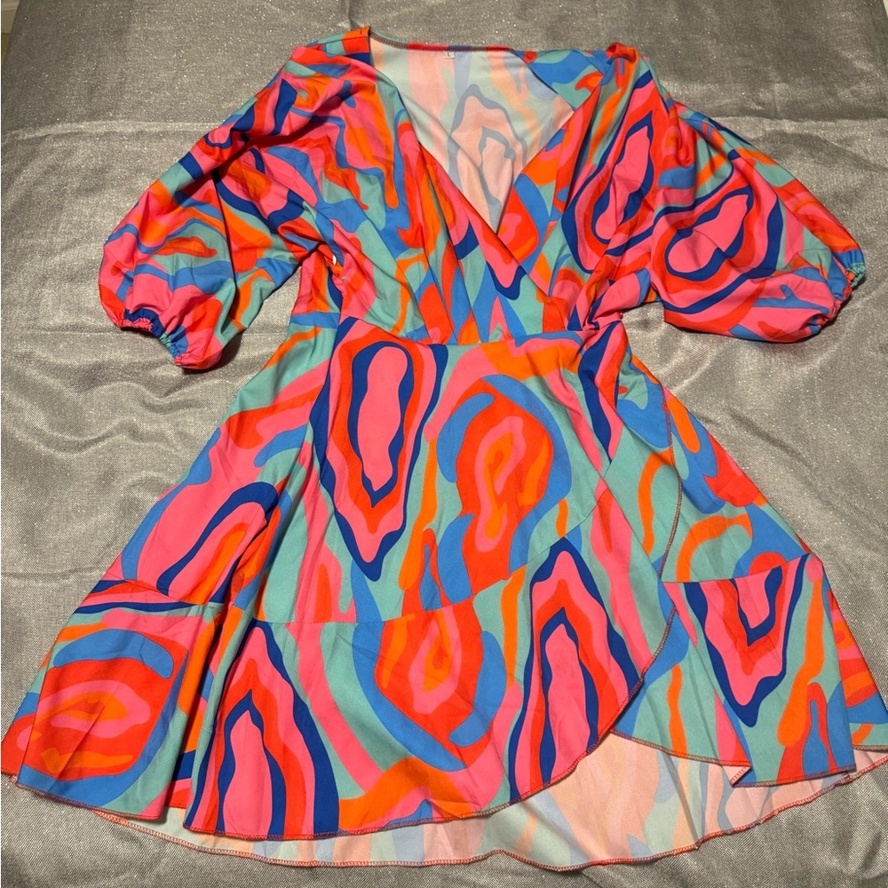 Source Unknown Vibrant Multicolor Mini Dress - image 2